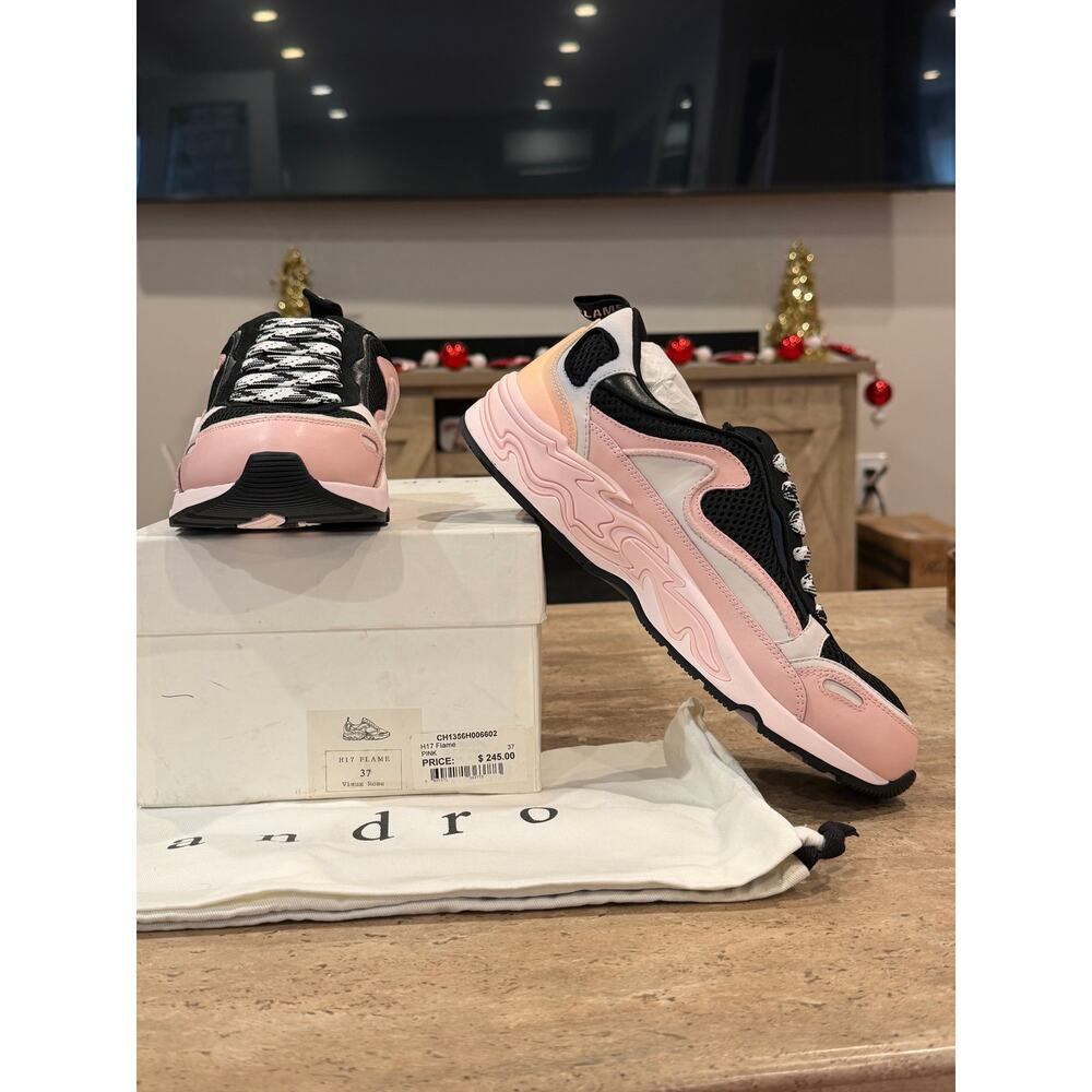 NEW Sandro Flame Fashion Sneakers Pink Black size 37 EU - Picture 4 of 9
